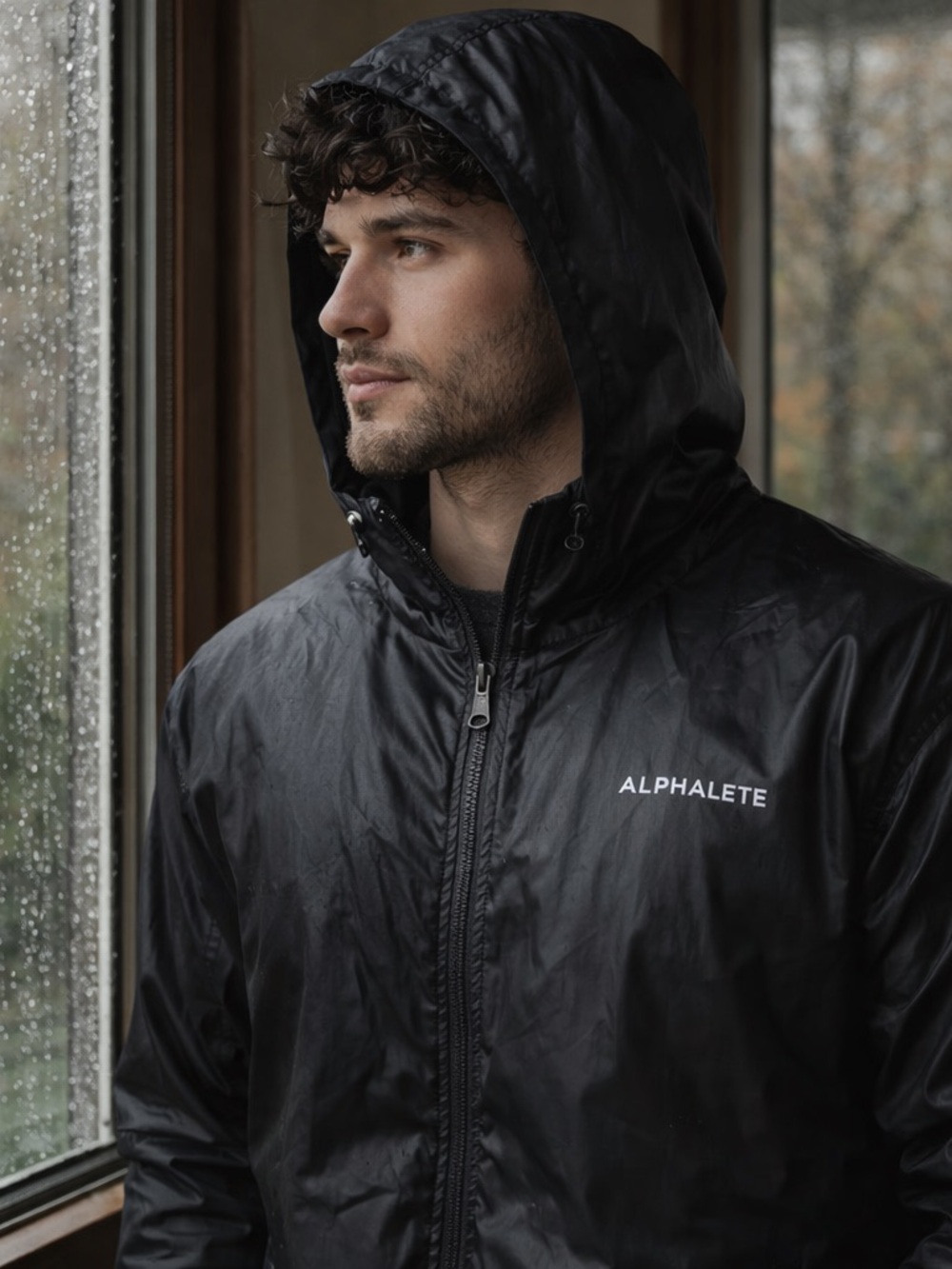 Alphalete Athletics Men's Infinity Explorer Windbreaker Jacket Black Medium